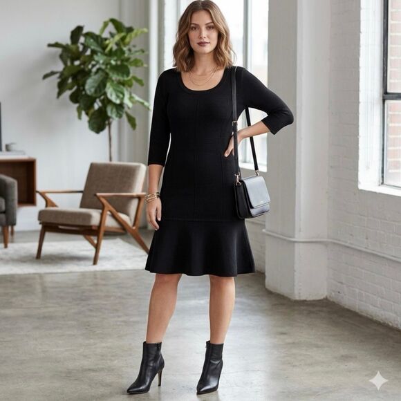 Soft Surroundings Dresses & Skirts - Soft Surroundings Black Knit‎ Dress | 3/4 Sleeve | Size Large